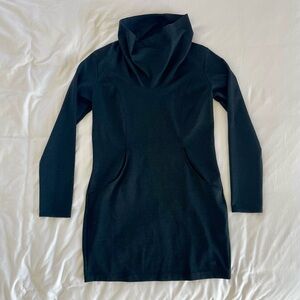 Mountain Hardwear Women Black Tunic Dress Kangaroo Pocket Cowl Neck Medium